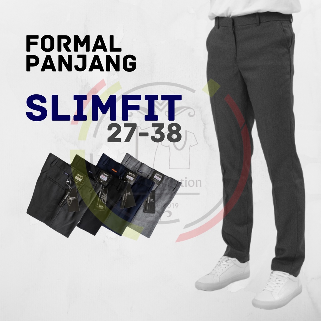 Celana Formal Pria Dicker Celana Bahan Celana Kantor Panjang Slim Fit Size 27 - 38