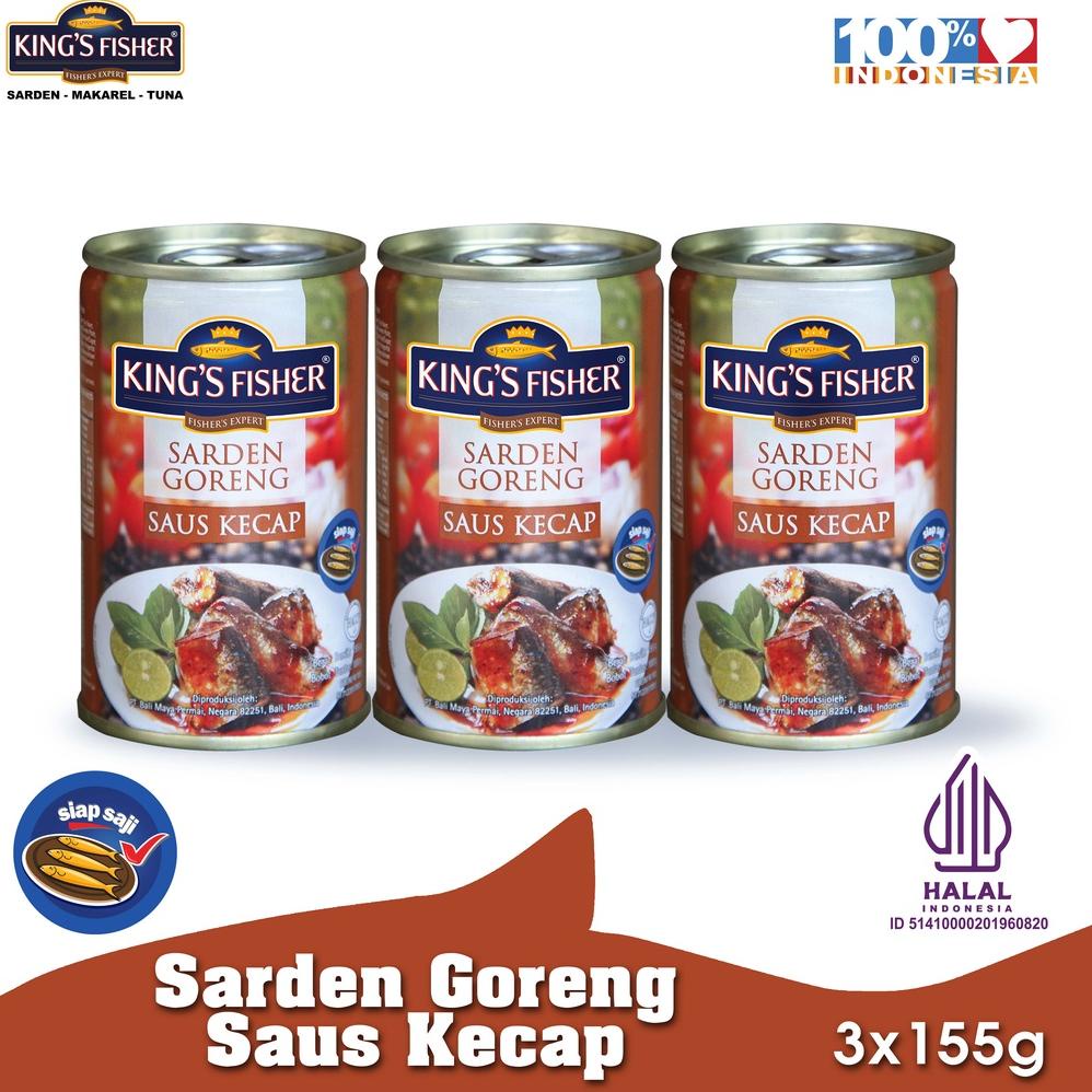 

bwc77 King's Fisher Paket 3 pcs Sarden goreng mini rasa saus kecap Makanan Kaleng 155 gr ..,,.,,.,