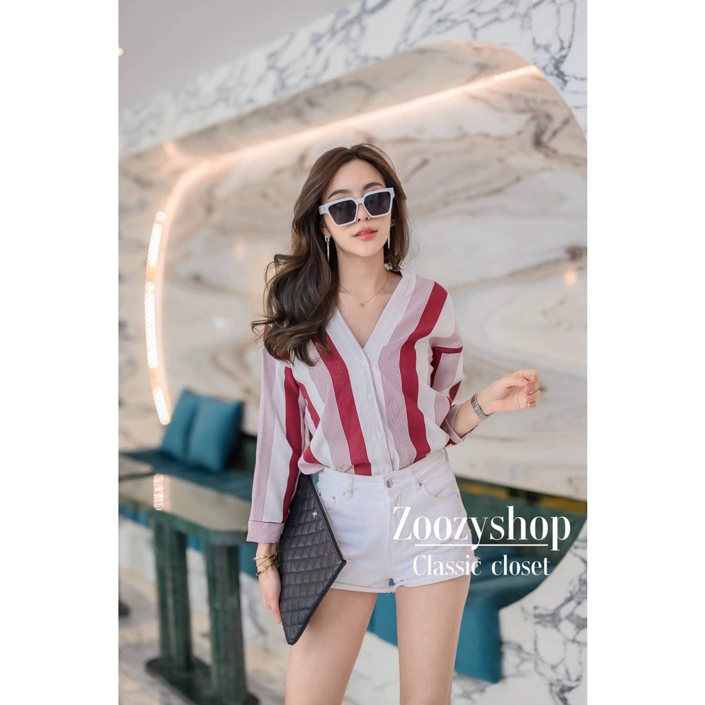 KEMEJA ZOOZY SALUR WARNA FASHION WANITA IMPORT BANGKOK CODE 23