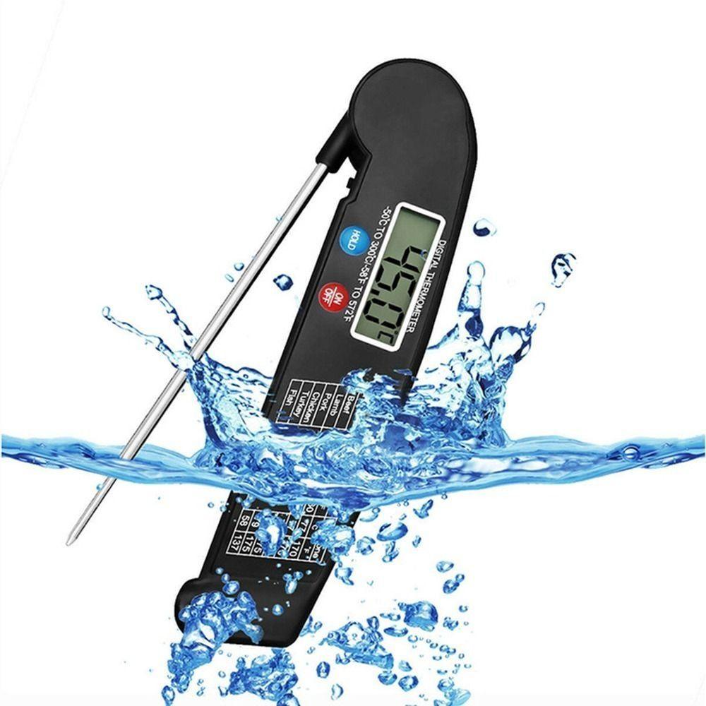 Solighter Termometer Digital Stainless Steel Mudah Disimpan Lipat Ultrathin Barbecue Probe Suhu