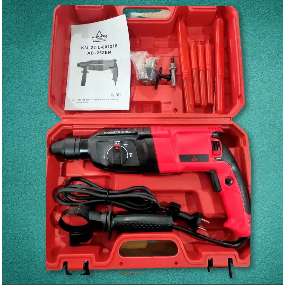 ROTARY HAMMER DRILL 2-226 EDON ED5-2680 BOBOK BETON BESI KAYU BOR 3 FUNGSI &amp; YUKIDO AB-26ZEN HAMMER