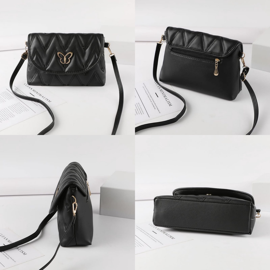 TAS SELEMPANG WANITA PESTA PREMIUM KULIT HITAM HARVIA TA734B5 IMPORT KOREA SLING BAG BAHU SHOULDER MURAH CEWEK REMAJA KEKINIAN PREMIUM BATAM BRANDED SIMPLE CASUAL LUCU