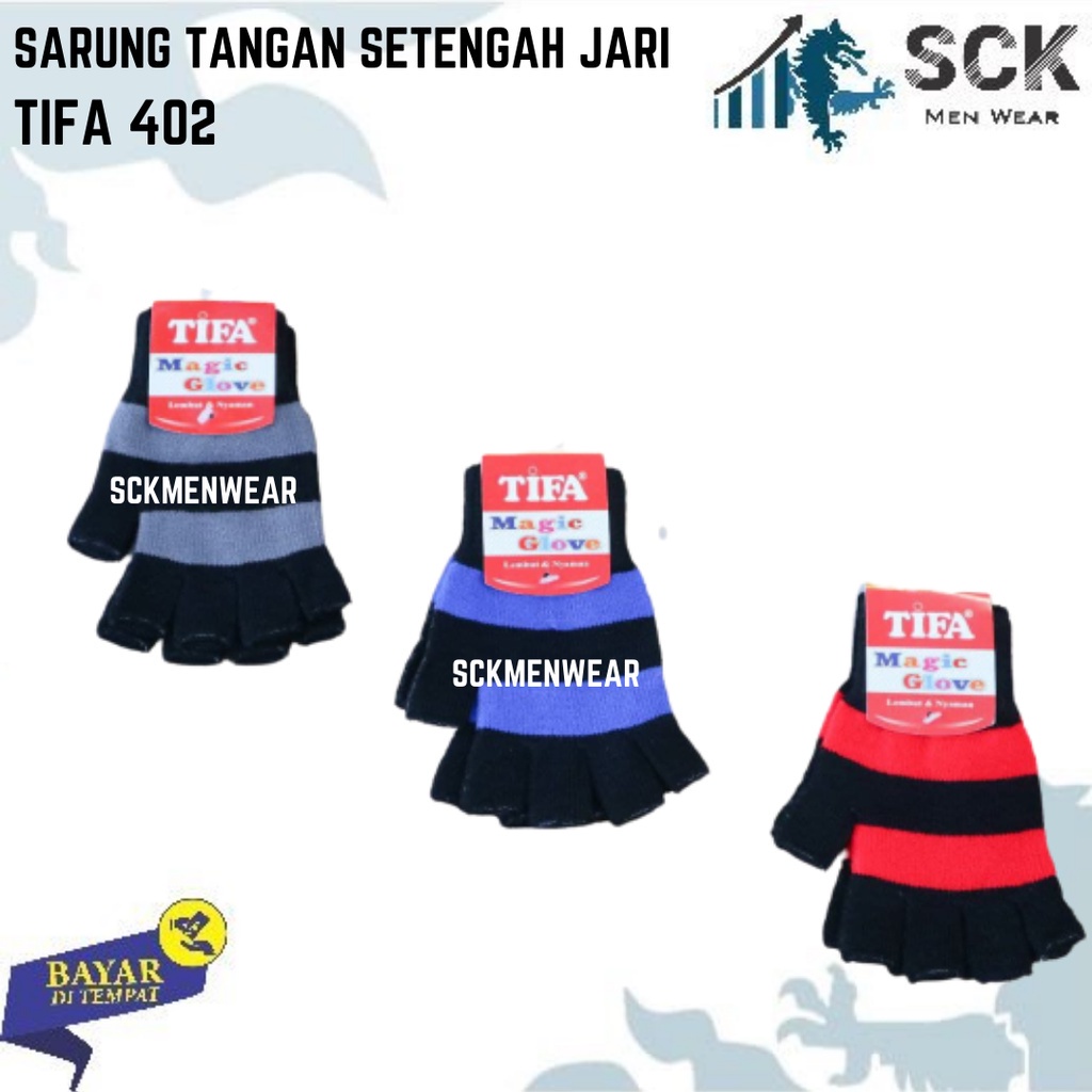 Sarung Tangan TIFA 402 1/2 Jari Garis Salur Polos TIFA KODE 402 1/2 JARI GARIS / Kaos Tangan Laki Perempuan Unisex Perlengkapan Otomotif - sckmenwear GROSIR