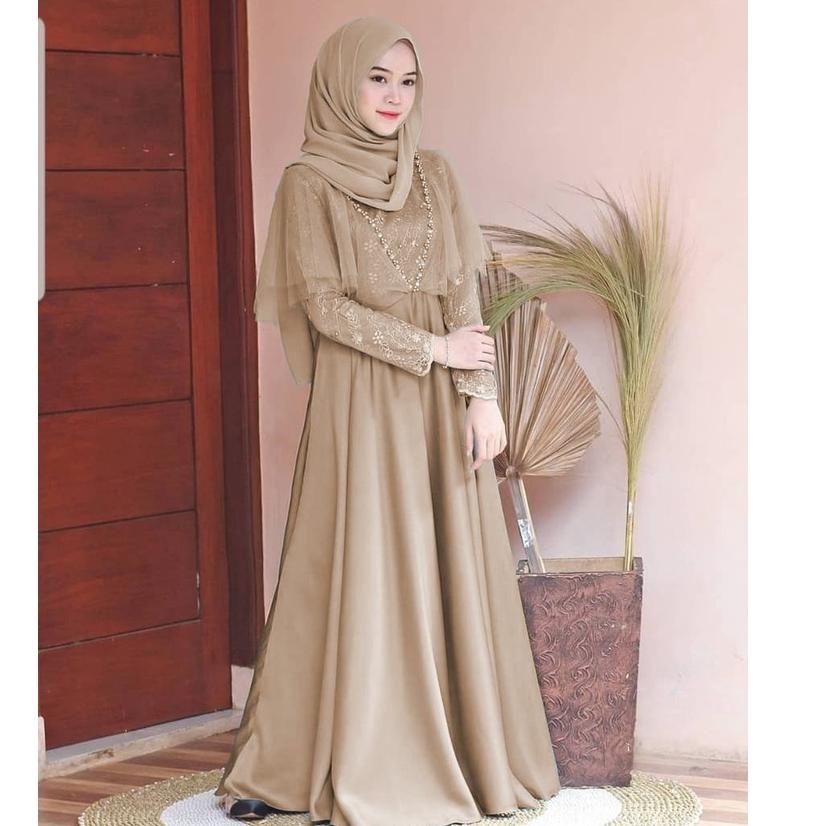 ☼ XC - Maxi Edeline / Maxi Tile Mutiara / Maxi Terbaru / Maxi Dress Edeline / Gamis Pesta ☂