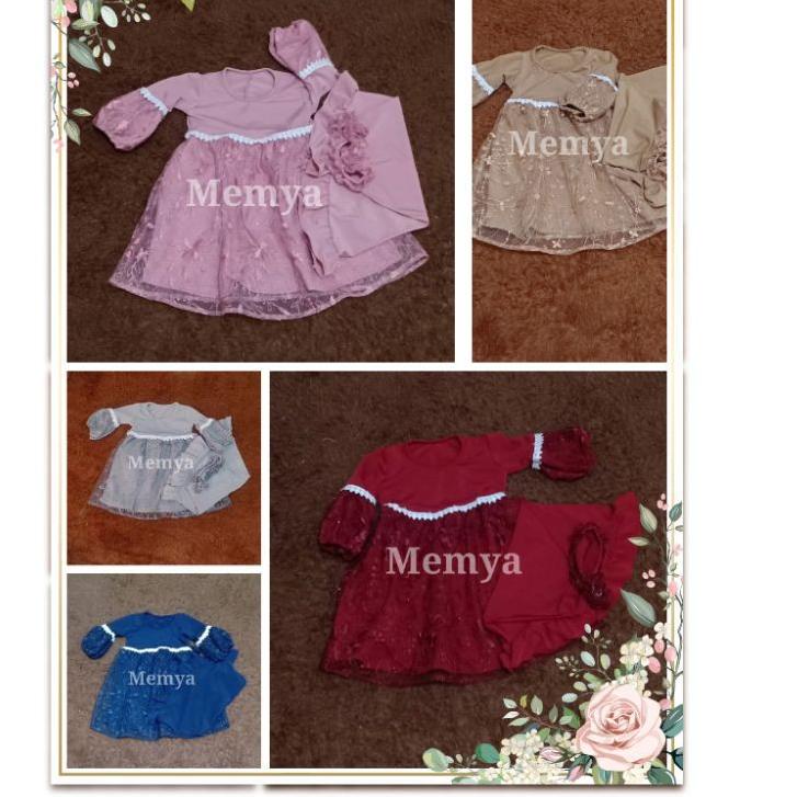 ➩ Gamis aqiqah bayi perempuan brukat  brokat  tulle  tile , baju muslim pesta anak Newborn terbaru ☉