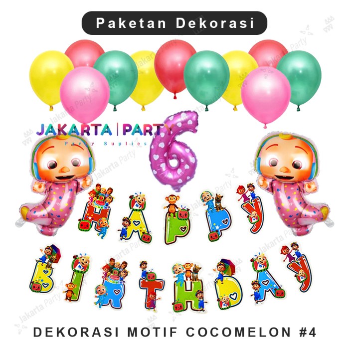 Paket Dekorasi Ultah Tema Cocomelon #4 / Dekorasi Ultah Cocomelon