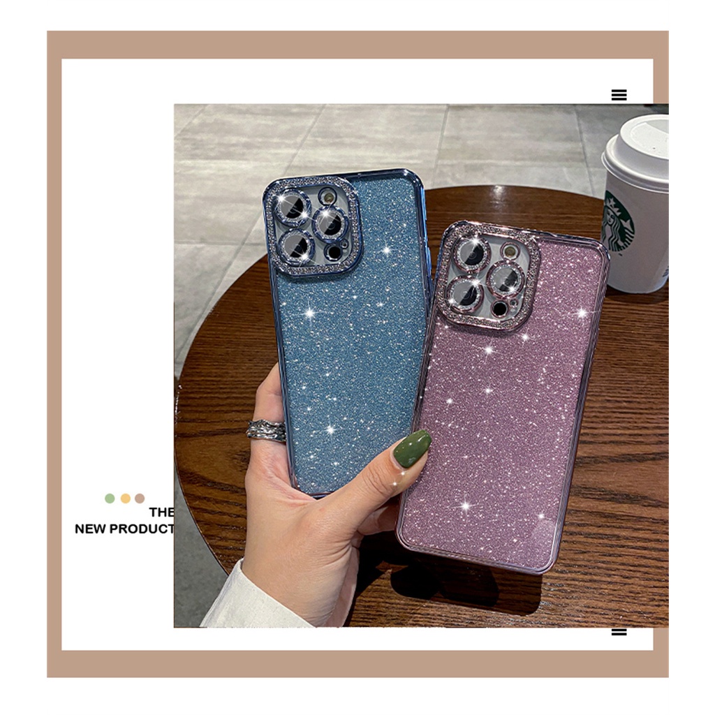 Luxury Diamond Glitter Case Iphone13 12 Pro Max Case iPhone 14 ProMax Plus Kamera Perlindungan Lensa Case Tertutup Penuh shock-proof Lembut Penutup Belakang