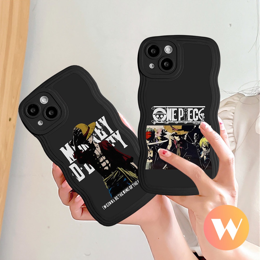 IPHONE Kartun Luffy Anime One Piece Cover Kompatibel Untuk Iphone7 6 8 6s 14 Plus XR X11 13 14 12 Pro Max XS Max SE 2020 Lembut Tpu Wavy Edge Trendy Brand Case