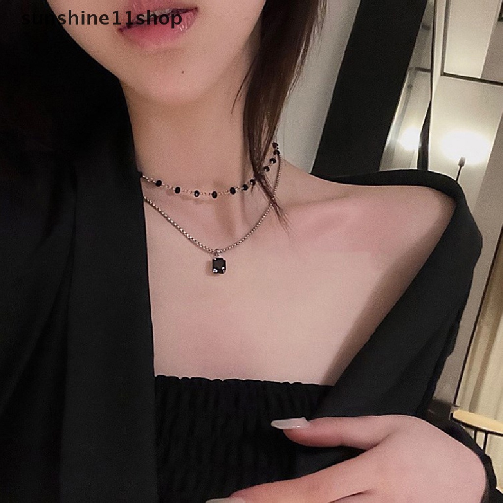 Sho Wanita Kalung Choker Double Layer Beads Necklace Hadiah Untuk Teman Warna Perak Kalung Geometris Grosir Kerah Perhiasan N