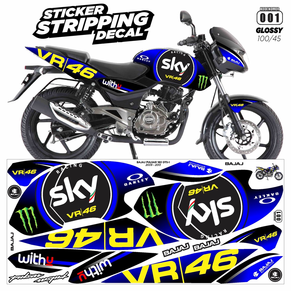Stiker Variasi Body Motor Bajaj Pulsar 180 DTSi Tahun 2010-2014