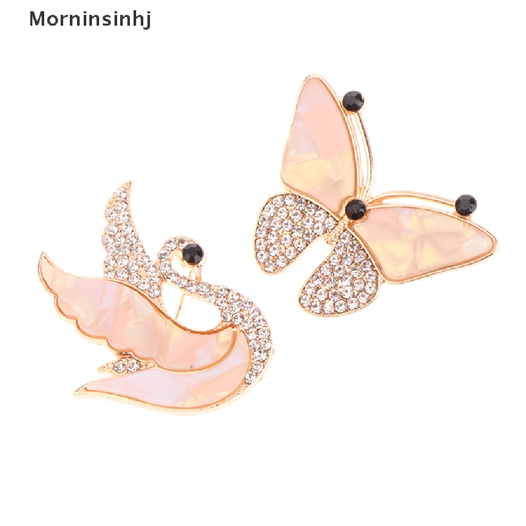 Mornin Berlian Imitasi Swan Butterfly Bros Untuk Wanita Berlian Imitasi Bros Fashion Pesta Pernikahan Perhiasan Aksesori Pin Brooch Hadiah id