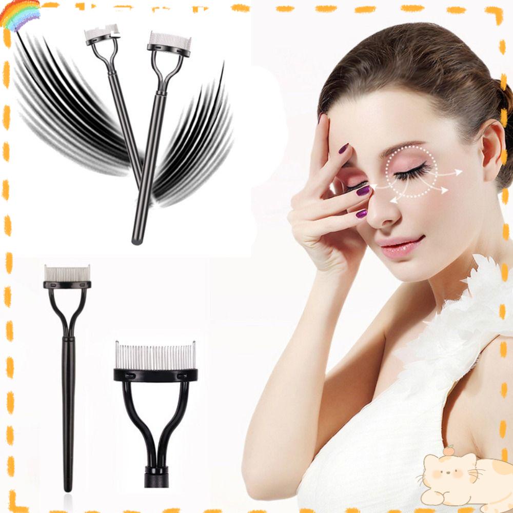 Solighter 2pcs Sisir Bulu Mata Nyaman Hitam Alat Makeup Panduan Maskara Curler Tool