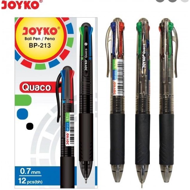 

Pulpen Joyko Bp-213 Quaco 4 Warna (Isi 12 Pcs)