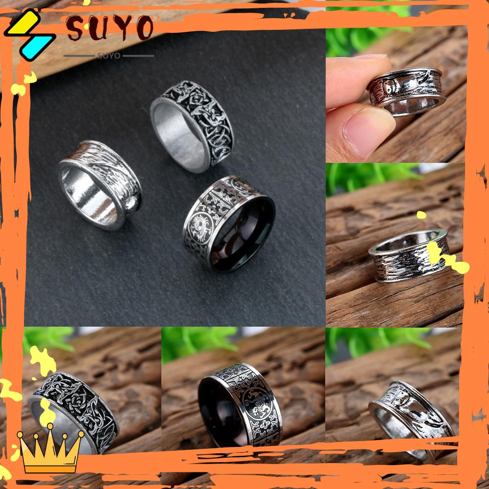 Suyo Punk Cincin Halloween Vintage Totem Norse Mitologi Baja Titanium Hip Hop Gothic