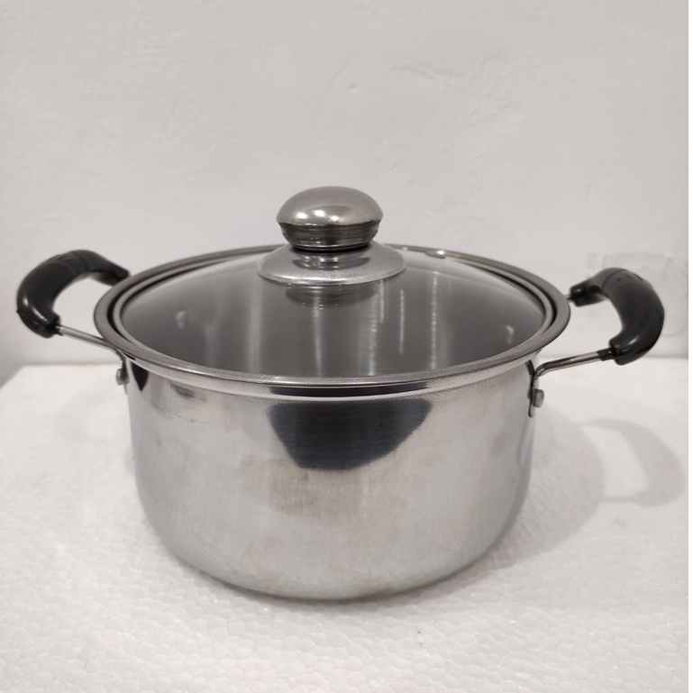 Panc Kuah Stainless Steel 20cm/Panci Kuah Stainless GSF G-2220/Panci Kuah With Tutup Kaca