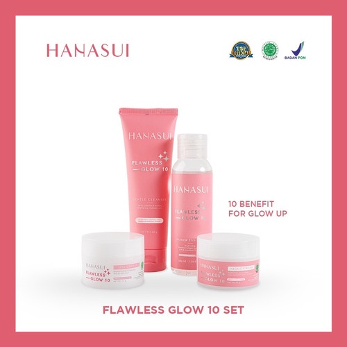 HANASUI FLAWLESS GLOW 10 PAKET LENGKAP 4IN1 - PAKET HANSUI FLAWLESS