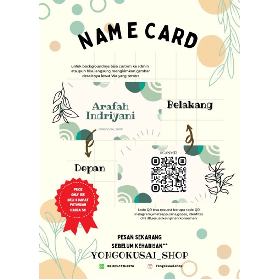 

NameCard(tanda pengenal)/Stiker pengenal