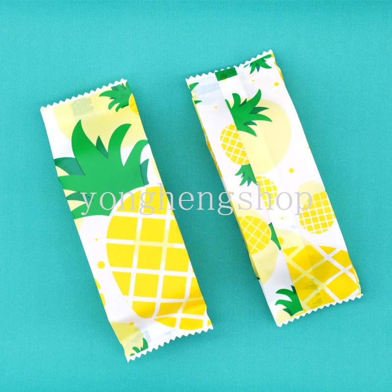 50pcs / set Kantong Kemasan Kue / Biskuit / Permen / Snack Handmade DIY Motif Nanas Untuk Hadiah