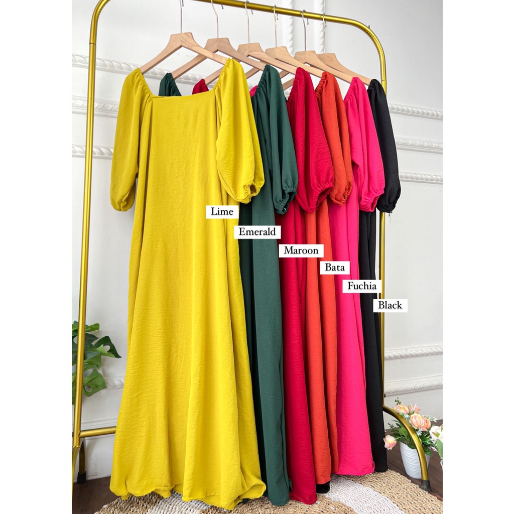 Mozalia Daily Dress Lengan Pendek Crinkle Airflow Deodora Long Dress Korean Style Terbaru