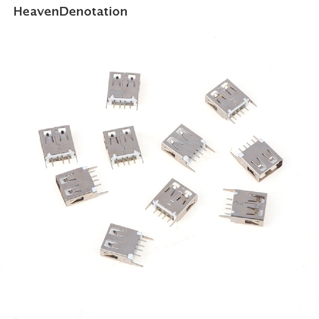 [HeavenDenotation] 10pcs USB Tipe A Female Socket 180derajat Vertikal 4pins 13.7mm Antarmuka USB HDV