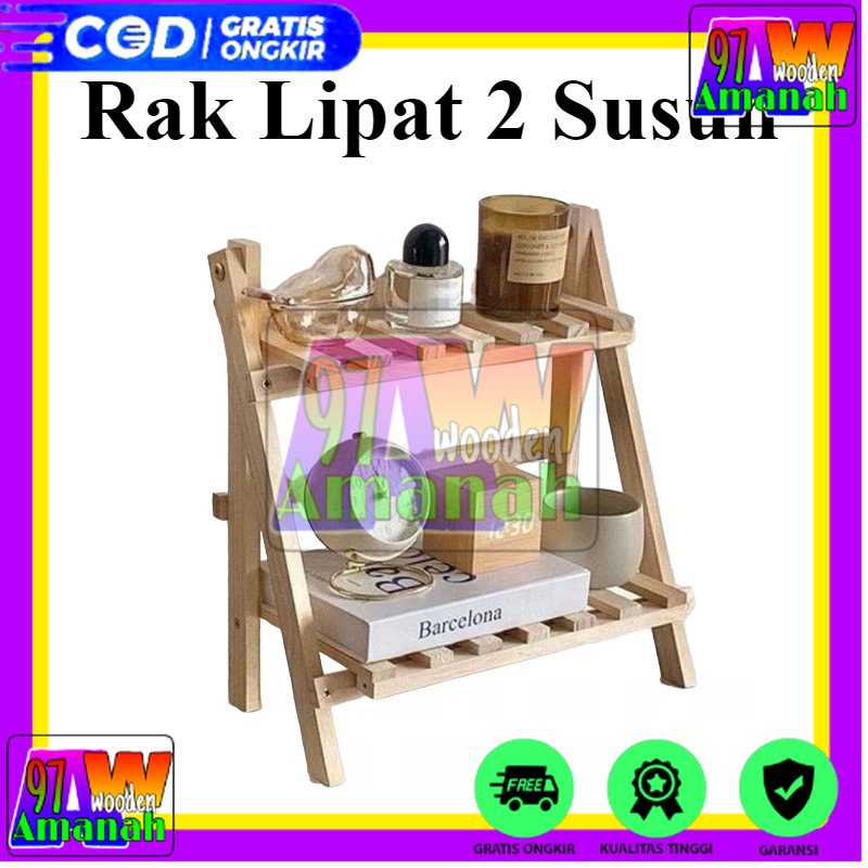 Rak Susun kayu Mini Serbaguna | Rak Meja Rakit Multifungsi