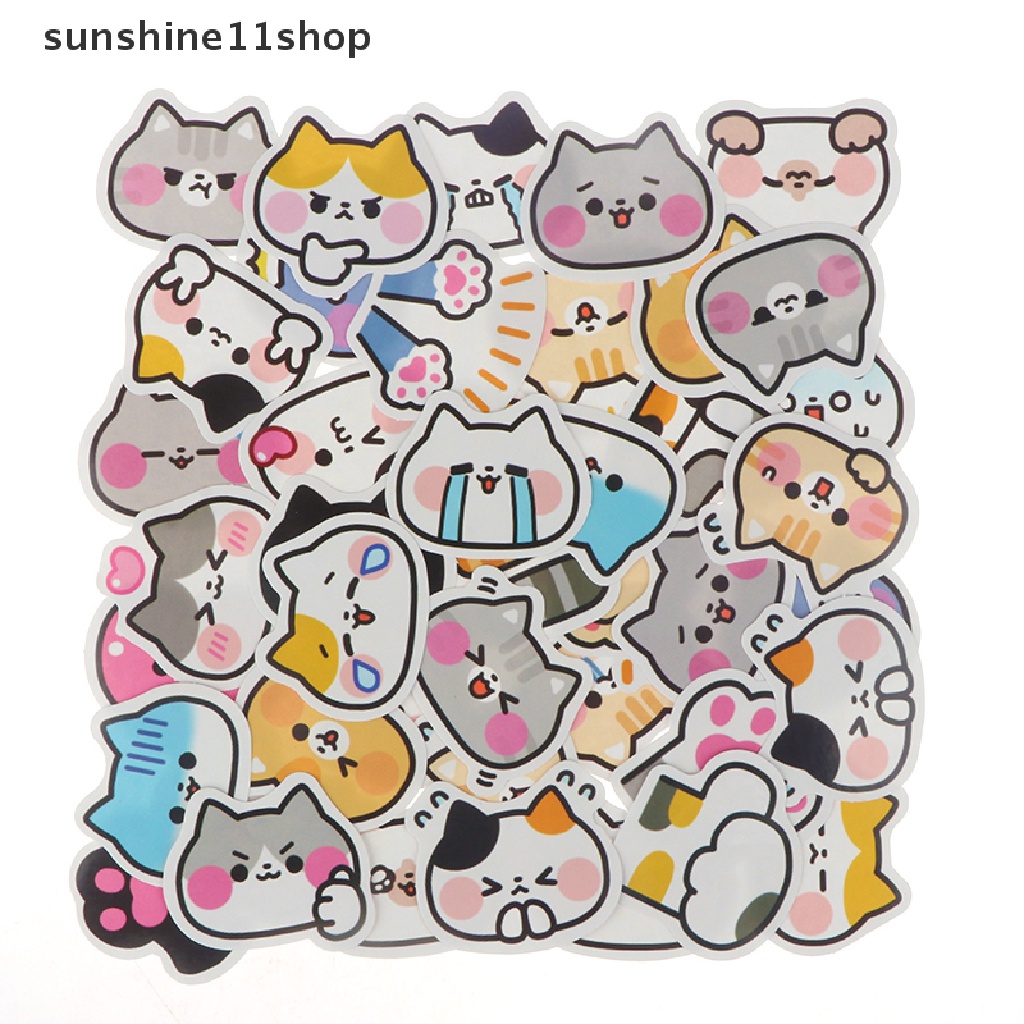 Sho 45Pcs Kucing Lucu Stiker Vinyl Decals Hewan Kitten Sticker Untuk Botol Laptop Komputer Telepon DIY Diary Scrapbooking Dekorasi N