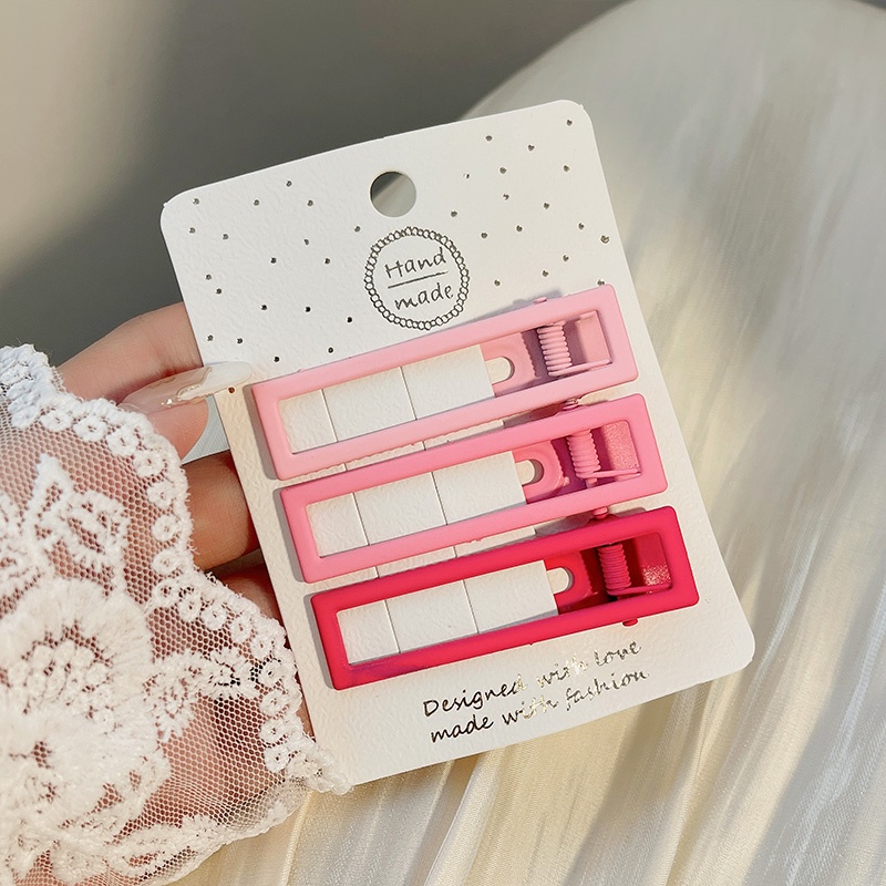 Jepit Rambut Pink Jepitan Samping Side Cute Card Sweet Duckbill BB Bang Poni Clip Hiasan Kepala