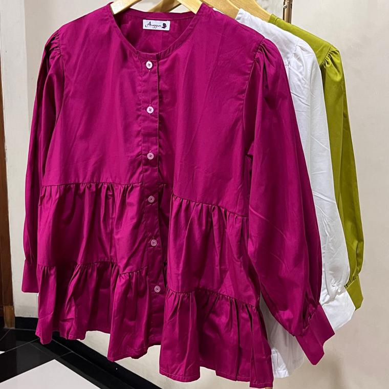 REKOMENDASI READY KEMEJA & MIDI DRESS KATUN POPLIN WARNA PINK FANTA / MAGENTA