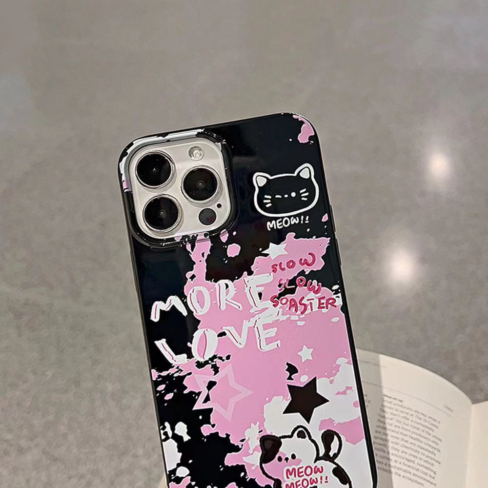 IPHONE Ins Pola Kucing Cocok Untuk Iphone14 14pro 14plus 13 13mini 13pro 13prm iPhone12 7Plus 8Plus Xr XS 13 12mini Pro Max Empat Sudut Casing Ponsel Tahan Guncangan