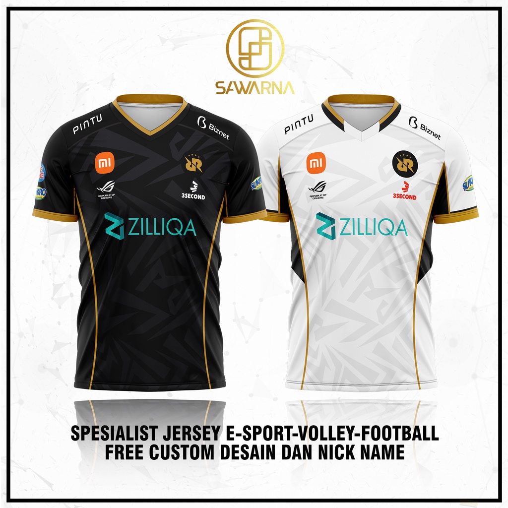 JERSEY RRQ HITAM & PUTIH TERBARU 2022/2023 MPL S10 FREE NICKNAME & STICKER SAWARNA CLTH.