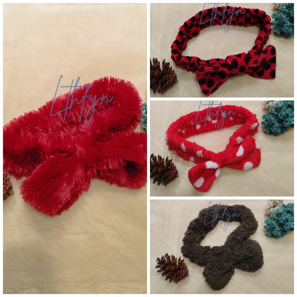 BANDANA BULU PITA MASKER HEADBAND // BANDO KEPALA FACIAL MANDI / MAKEUP KAIN HANDUK BULU // PELINDUNG RAMBUT