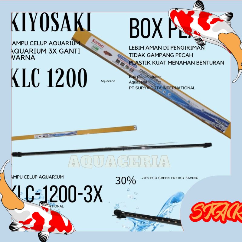 Lampu celup aquarium 1,2 meter KIYOSAKI KLC 1200 3X ganti warna lampu Led aquarium -Plastik BOX