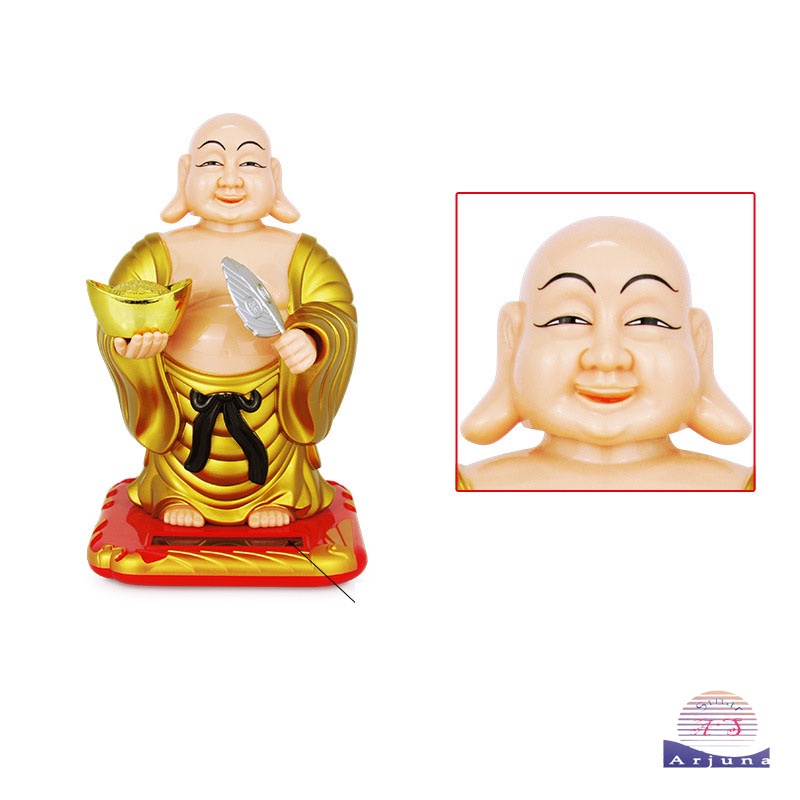 Pajangan Mobil Patung Boneka Budha Buddha Julaihut Lucky Kipas Uang 18cm Rezeki Fortune Solar