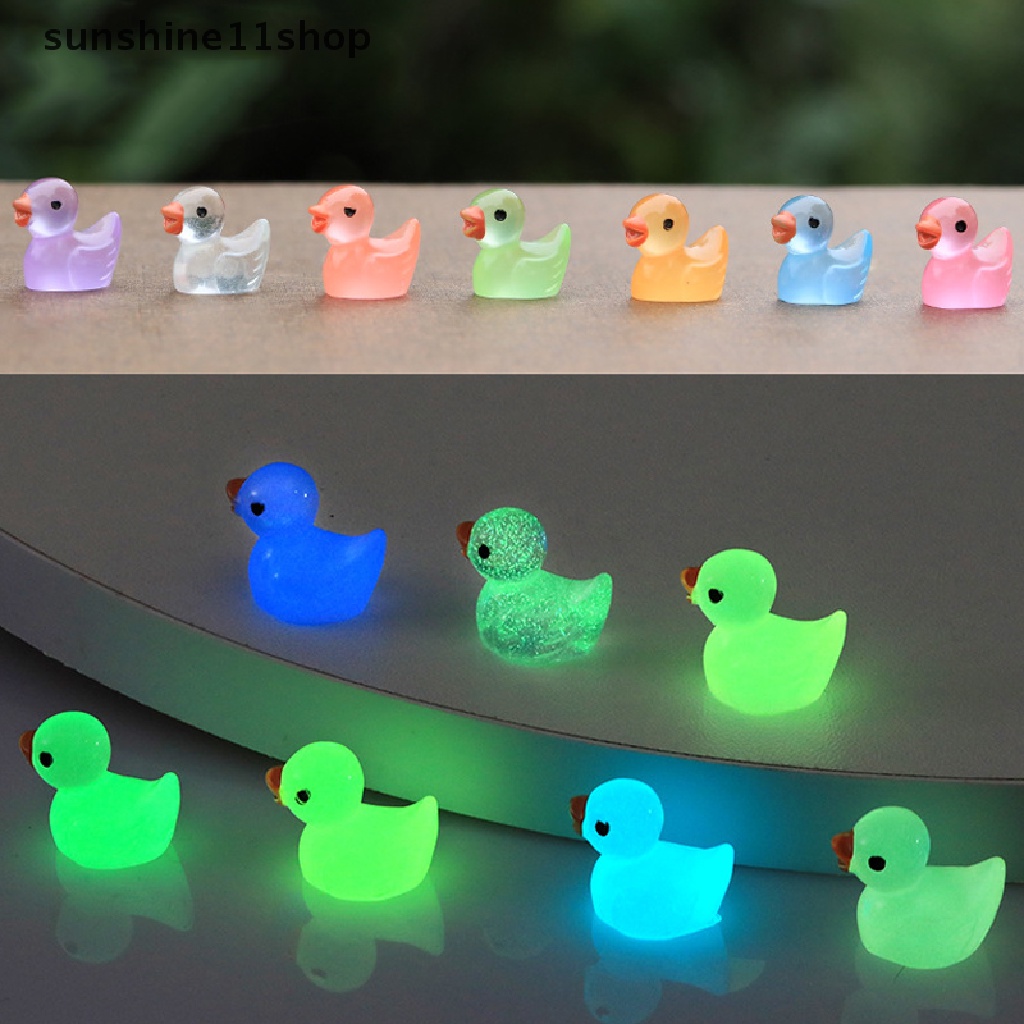 Sho 10Pcs Ornamen Mikro Bebek Kecil Bercahaya Animal N