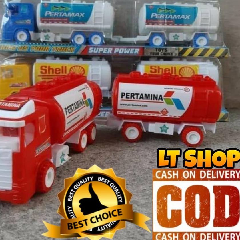 ◊ St2074 Mainan Anak Konstruksi Truk Truck Gandeng Kontainer Minyak Edukatif Anak Truk Tanki Tangki ➢