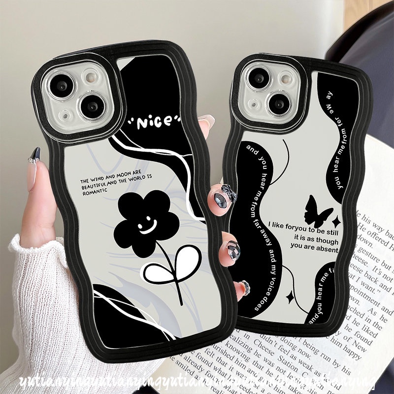 Case Kupu-Kupu Vintage Kompatibel Untuk Samsung A04s A52 A51 A50 A20 A04 A13 A50s A03s A31 A22 A30s M32 A12 A02s A04E A53 M22 A11 A32 A52s A23 A21s A33 Retro Bunga Bergelombang Penutup Tepi