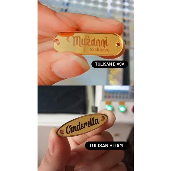 WARNA HITAM Label hijab akrilik / label hijab / gamis / mukena / baju / tas / label custom akrilik