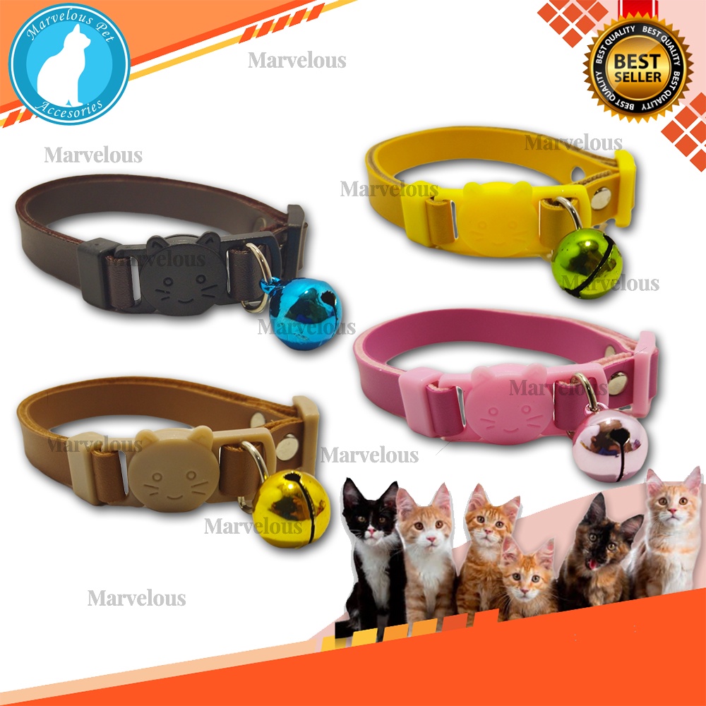 Kalung Kucing Lucu Bahan Kulit Sintetis Lonceng isi 2 / Aksesoris Kucing Murah / Kalung Kucing Murah