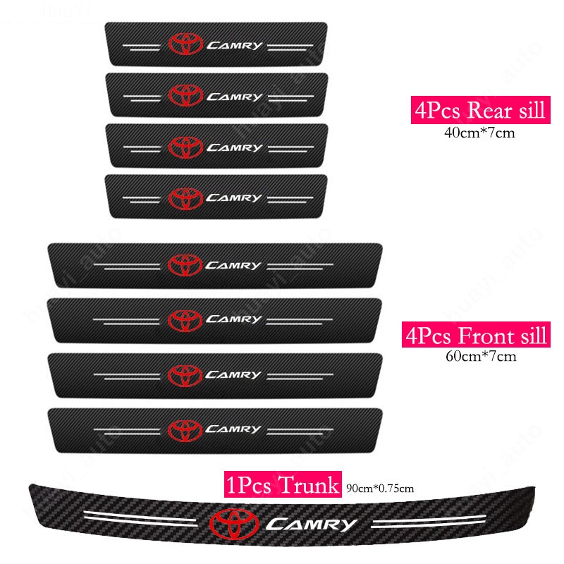 Stiker Kusen Pintu Mobil Toyota Camry Anti Gores Serat Karbon Kulit Sticker Trunk Protector Stiker Untuk Camry XV40 XV50 XV70 2006-2021 Aksesoris