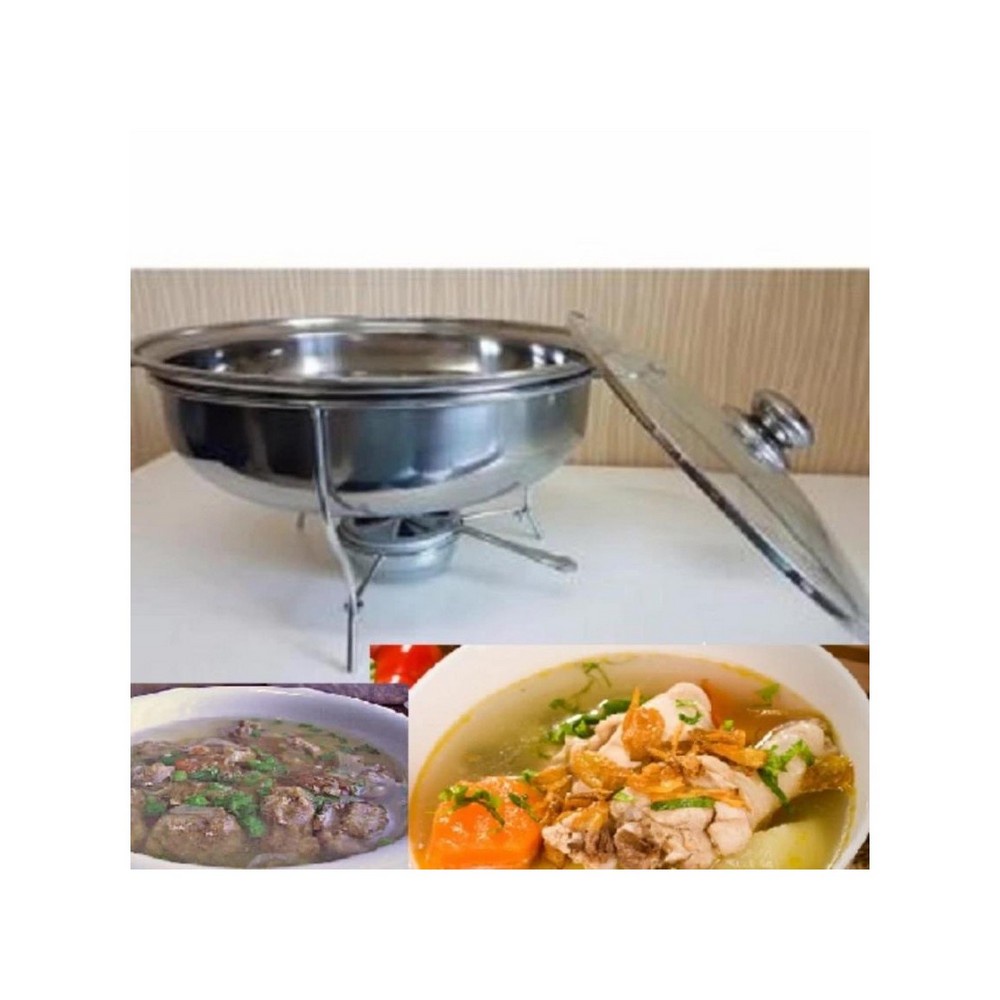 DM - Prasmanan Sop Kuah Warmer Stove Stainless Tutup Kaca / warmer stove tempat makan penghangat makanan prasmanan stainless