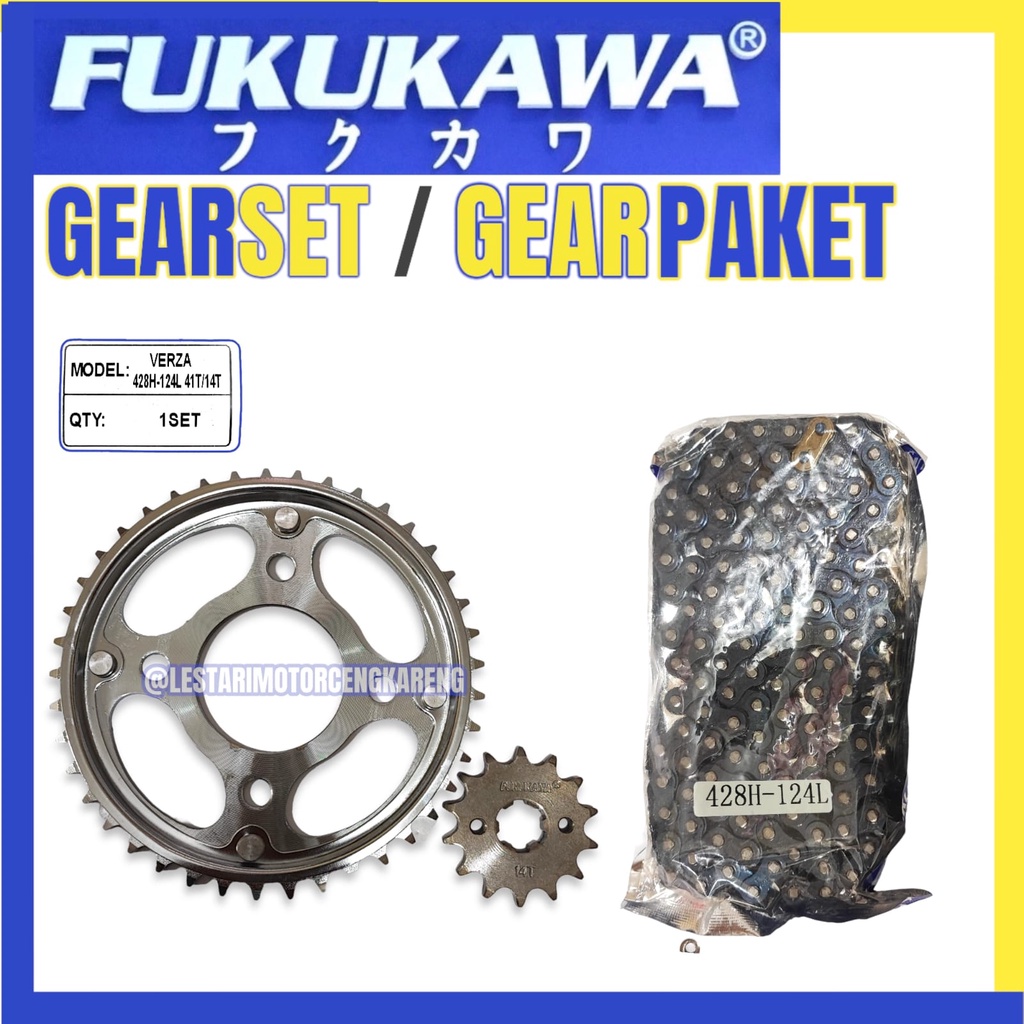 GEARSET GIRSET GEAR SET RANTAI VERZA  150 428H-124L 41T-14T FUKUKAWA