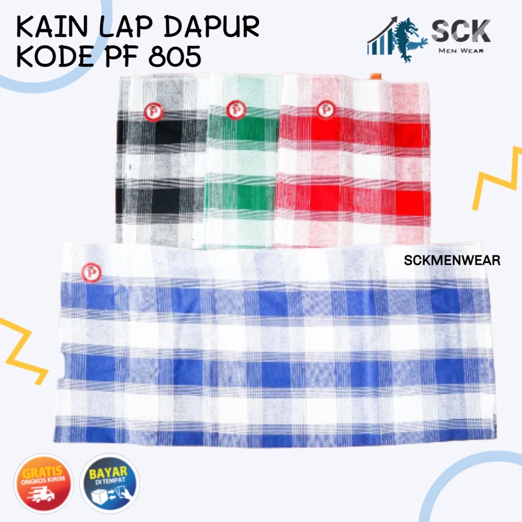 [ISI 1] Serbet CAP DAUN PF 805 / LAP DAPUR PF 805 MAKAN MOTIF KOTAK KAIN KATUN