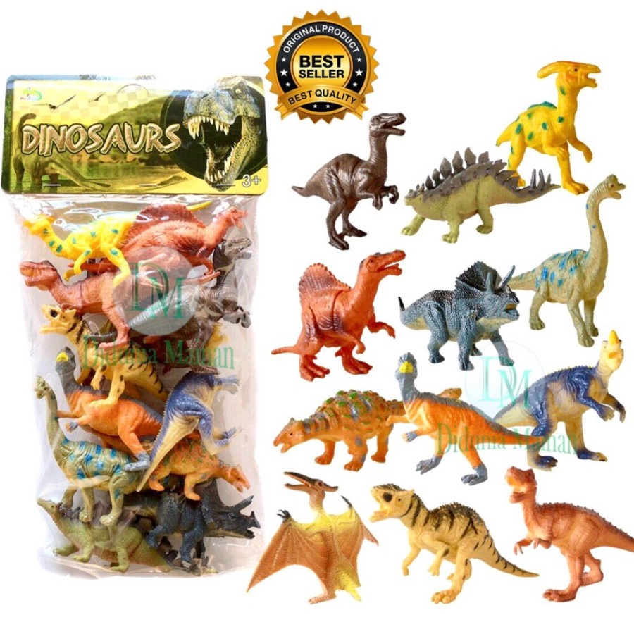 MAINAN BEST SELLER DINOSAURUS KARET 12PCS DUNIA DINOSAUR WORLD No. KL5