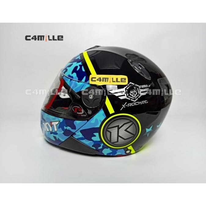 HELM KYT X ROCKET #3 BLACK BLUE FULL FACE XROCKET