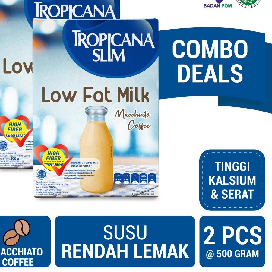 

✶ Twin Pack - Tropicana Slim Susu Low Fat Macchiato Coffee 500 gram - Bantu Turunkan Kolesterol ♦