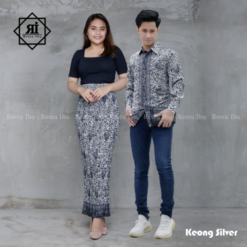 Melia Kebaya - Couple Hem Batik Panjang Rok Plisket / Hem Batik Pria Lengan Panjang / Rok Batik Plisket / Couple Batik