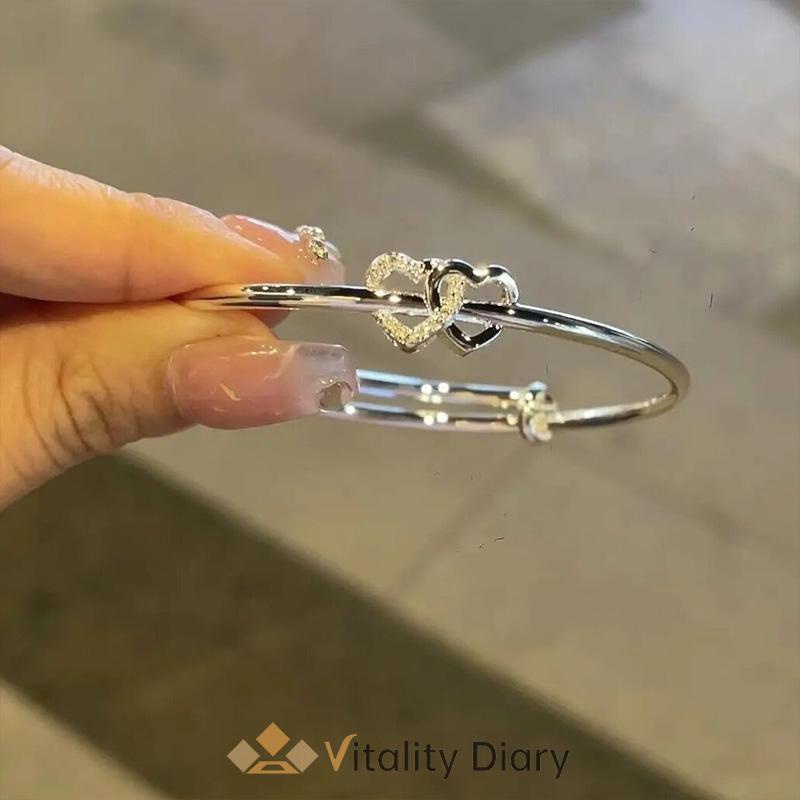 【COD❤️】Gelang cinta Korea Gelang ganda dorong-tarik disesuaikan desain Aksesoris Fashion Bangle-VDY