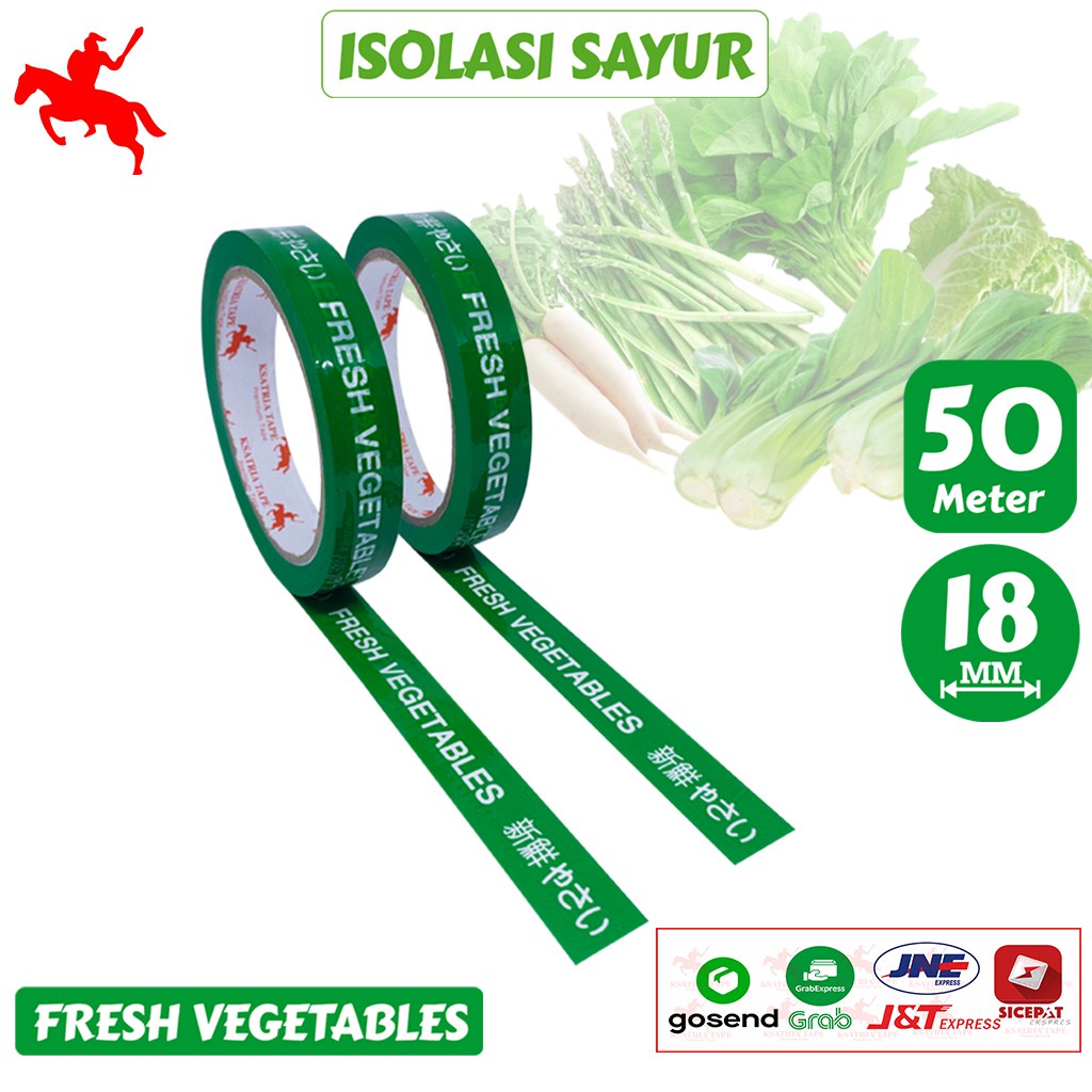 

Lakban OPP Tape / Isolasi Sayur Fresh Vegetables KSATRIA Tape 18mm x 50 meter