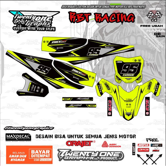 Rbt Revo stabilo design original twentyone RBT stiker kekinian⭐JUPITER VEGA NEW OLD trail REVO strip
