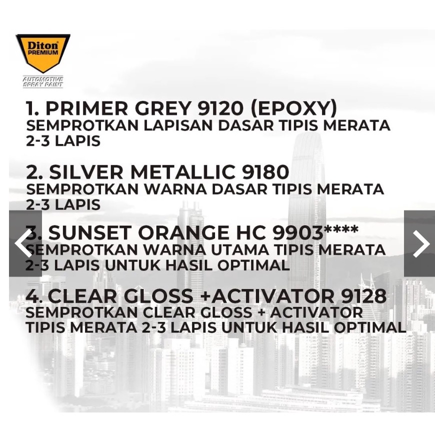 DITON PREMIUM Harley Colors Pilok Pilox Cat Semprot - SUNSET ORANGE HC 9903**** (400cc)